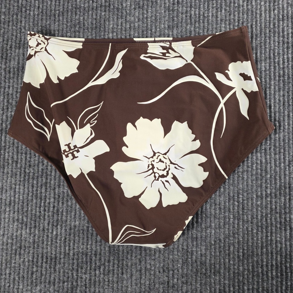 Tory Burch Brown Cream Floral High Waisted Bikini Bottom Swimwear Medium NEW - Picture 4 of 4